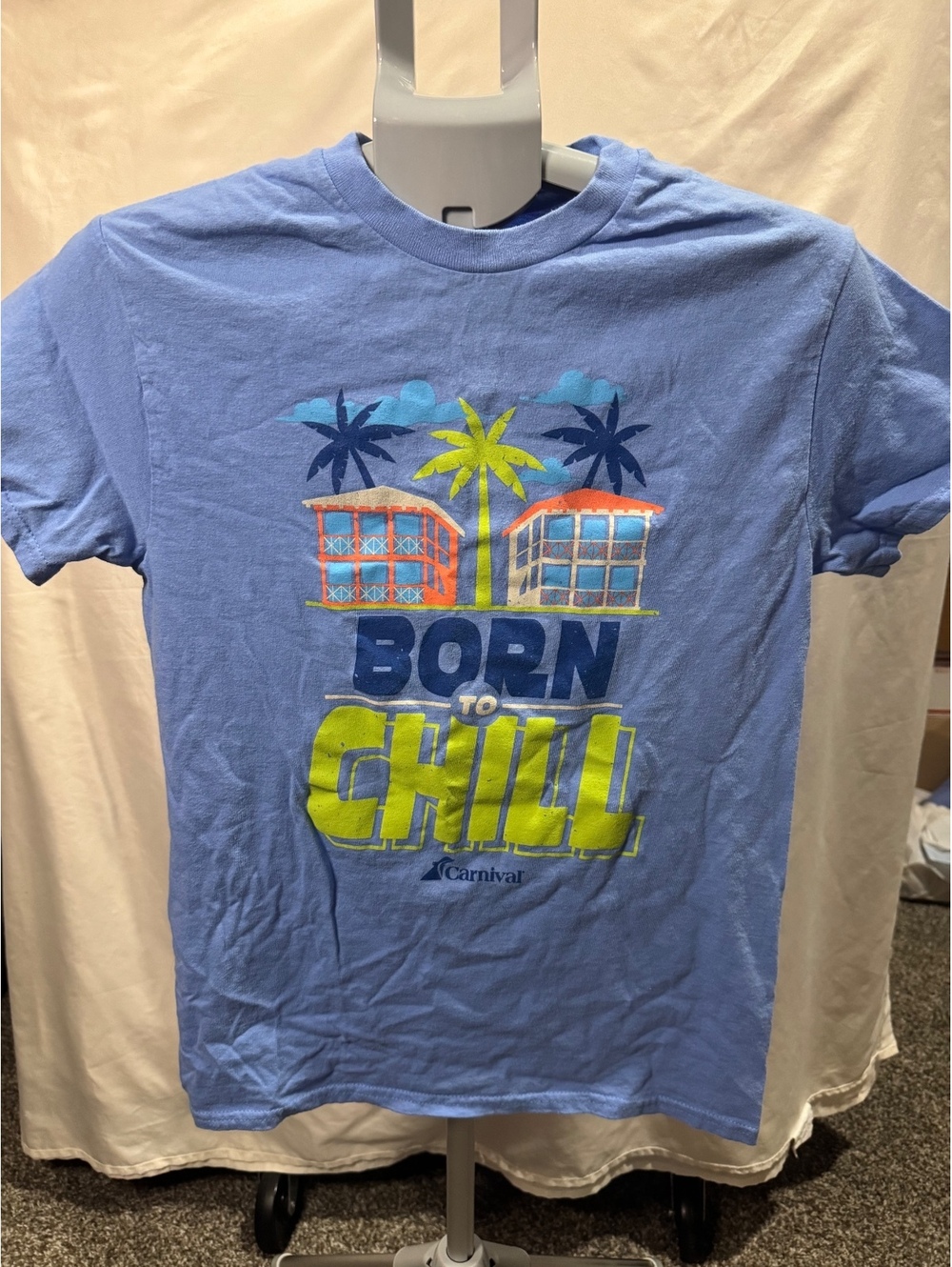 Gildan Heavy Cotton "Born to Chill" Graphic Tee, Size Small